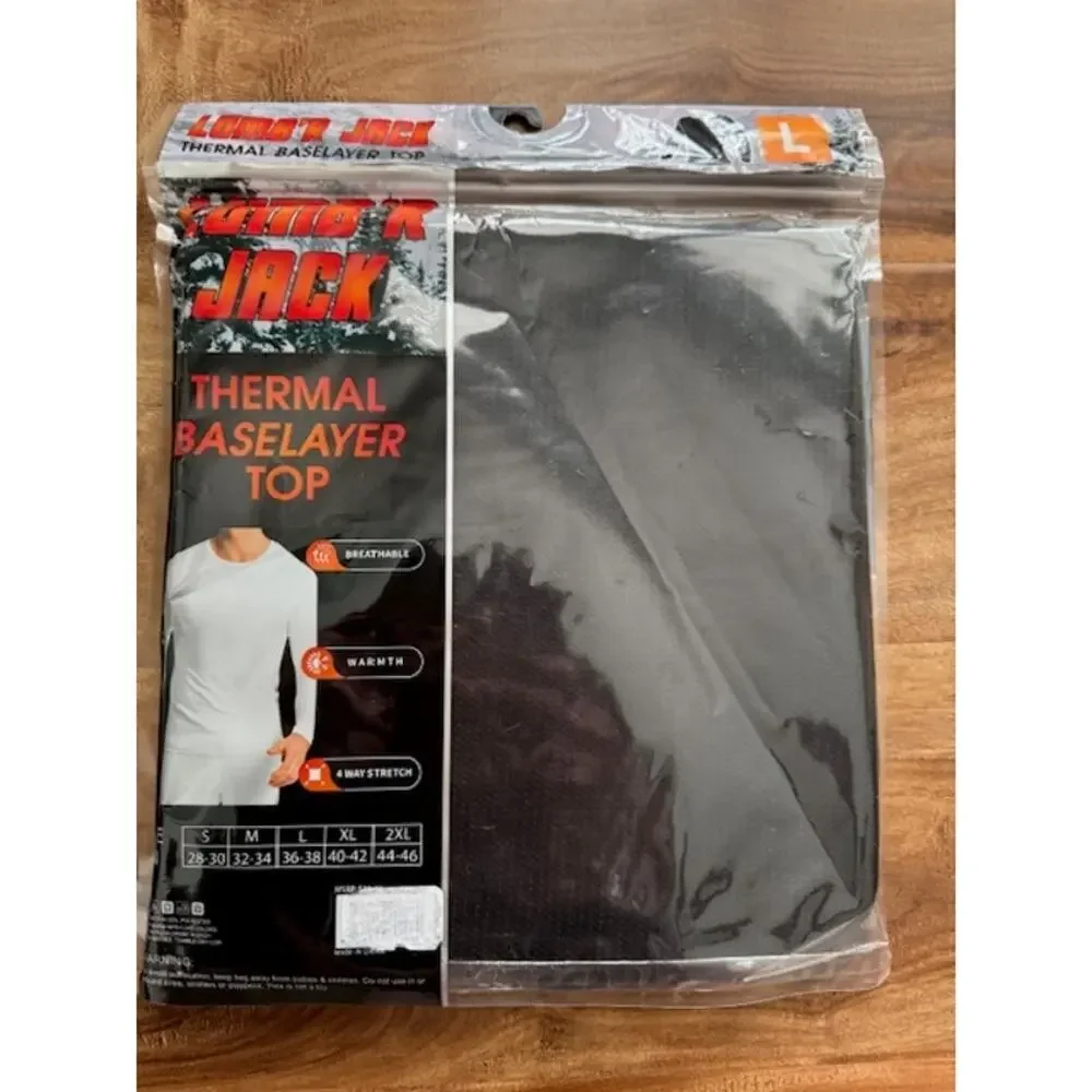 Lumb'r Jack NWT Men's Black Thermal Base Layer Waffle Knit Top- Size L